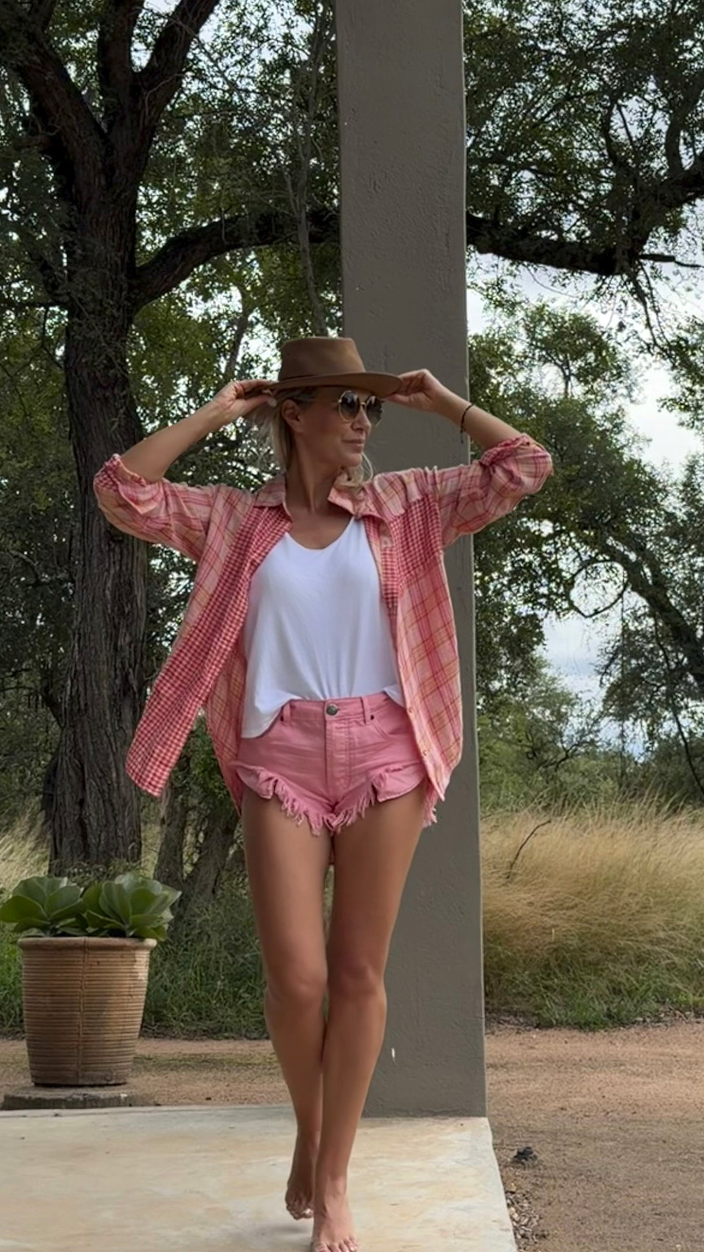 ONETEASPOON Prism Pink Rollers - denim shorts