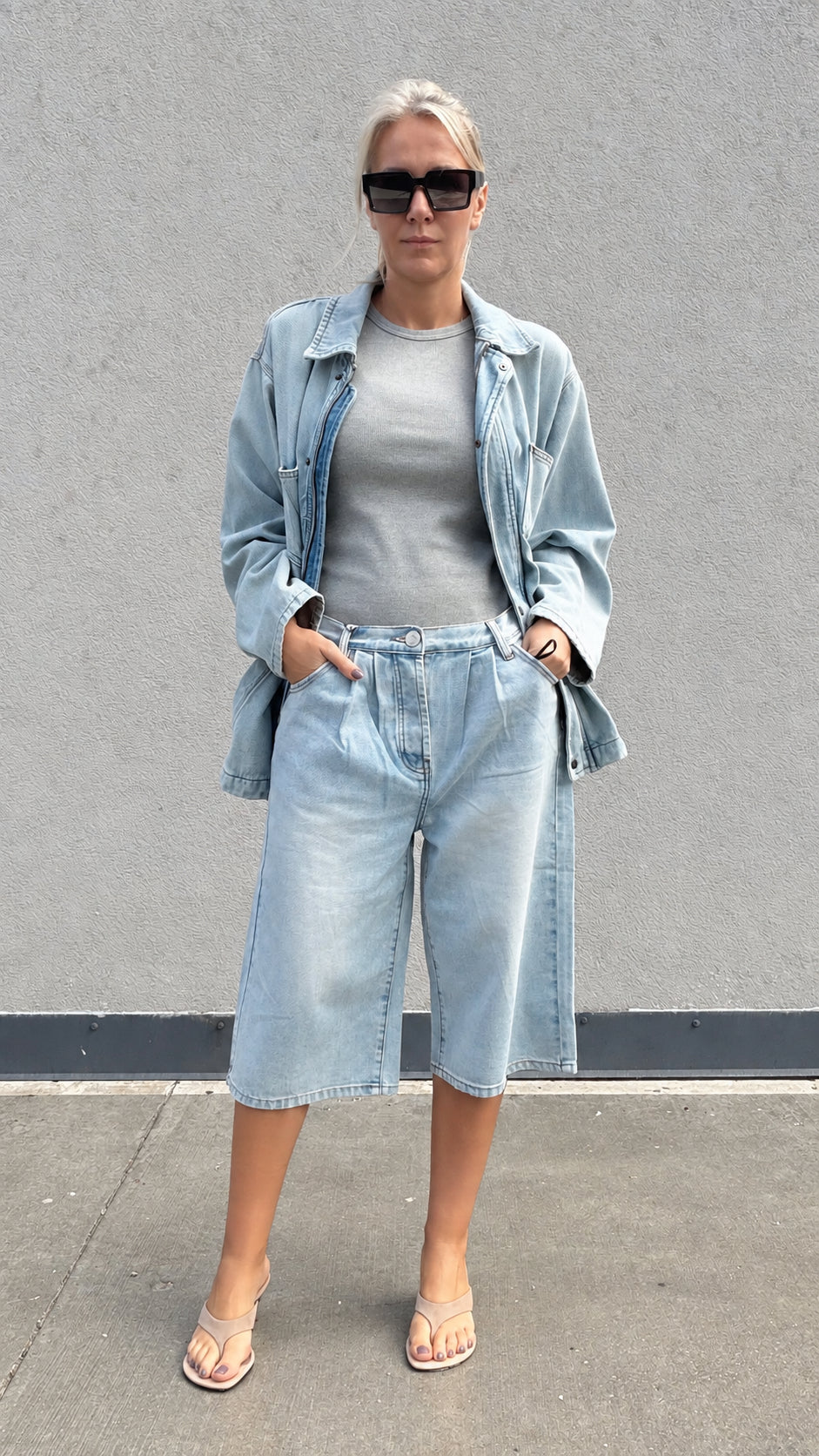 ONETEASPOON Soft Blue Beastie - denim JORTS