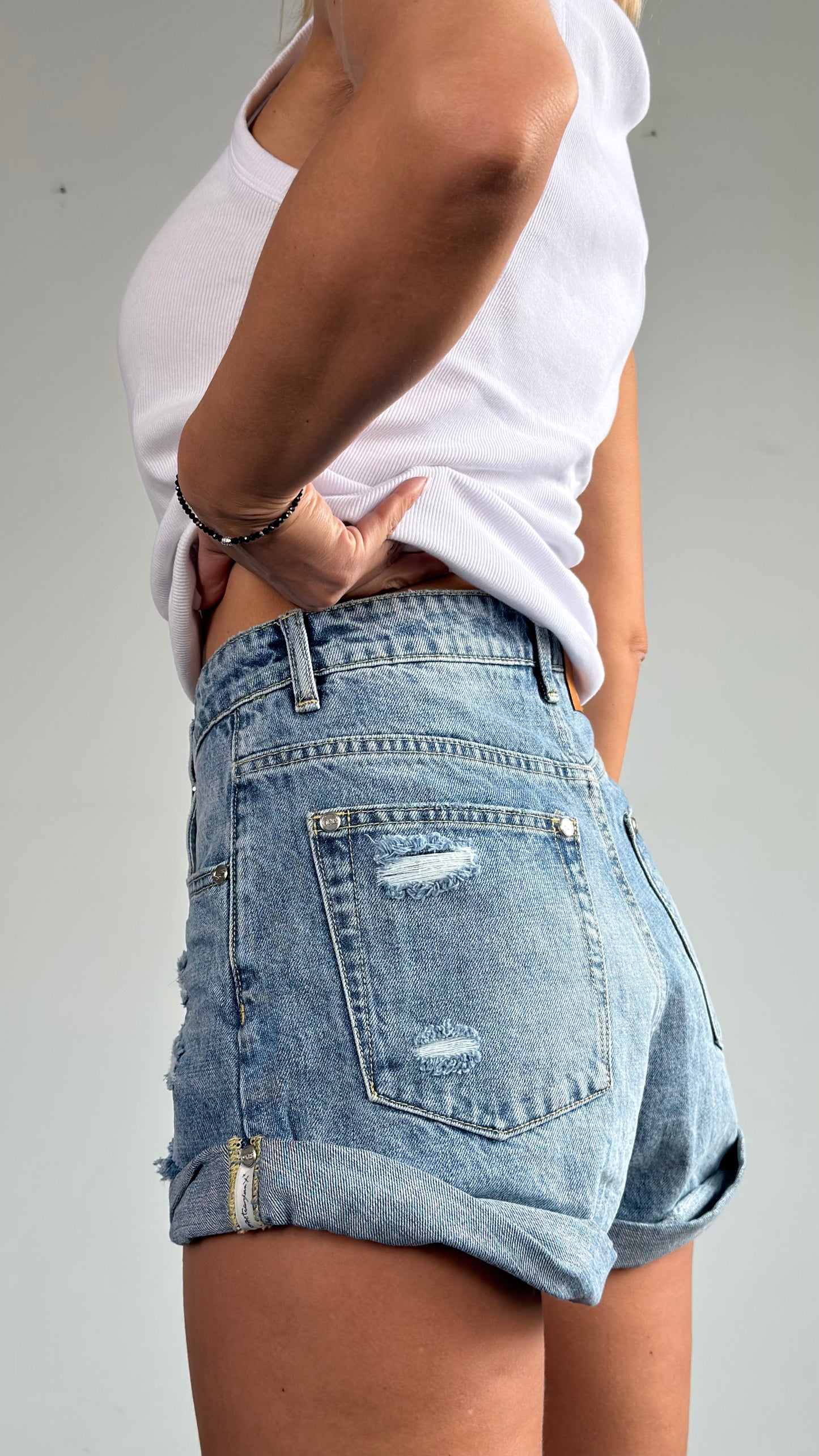 ONETEASPOON Pretty Blue High Waist Bandits - denim shorts