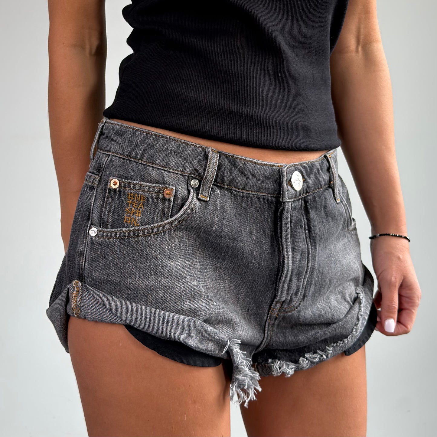 ONETEASPOON Charcoal Bandits -denim shorts