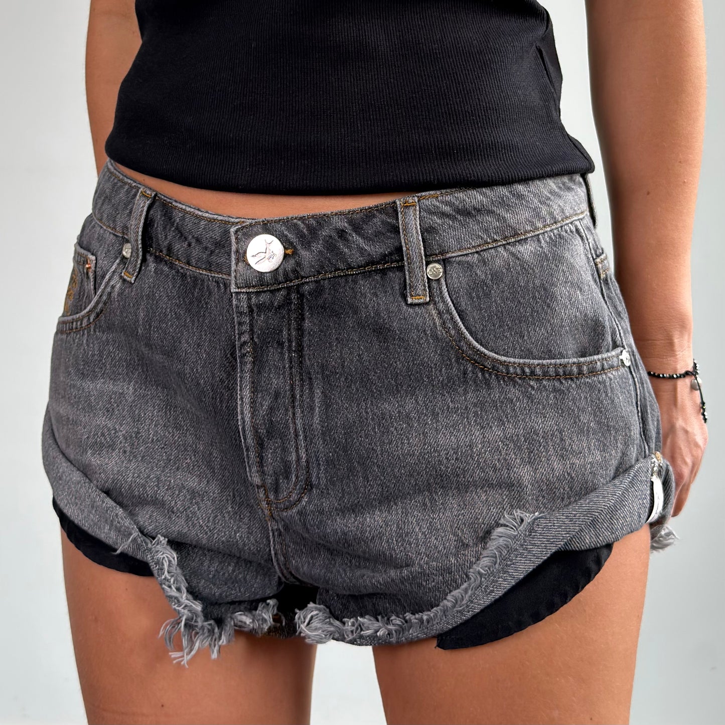 ONETEASPOON Charcoal Bandits -denim shorts