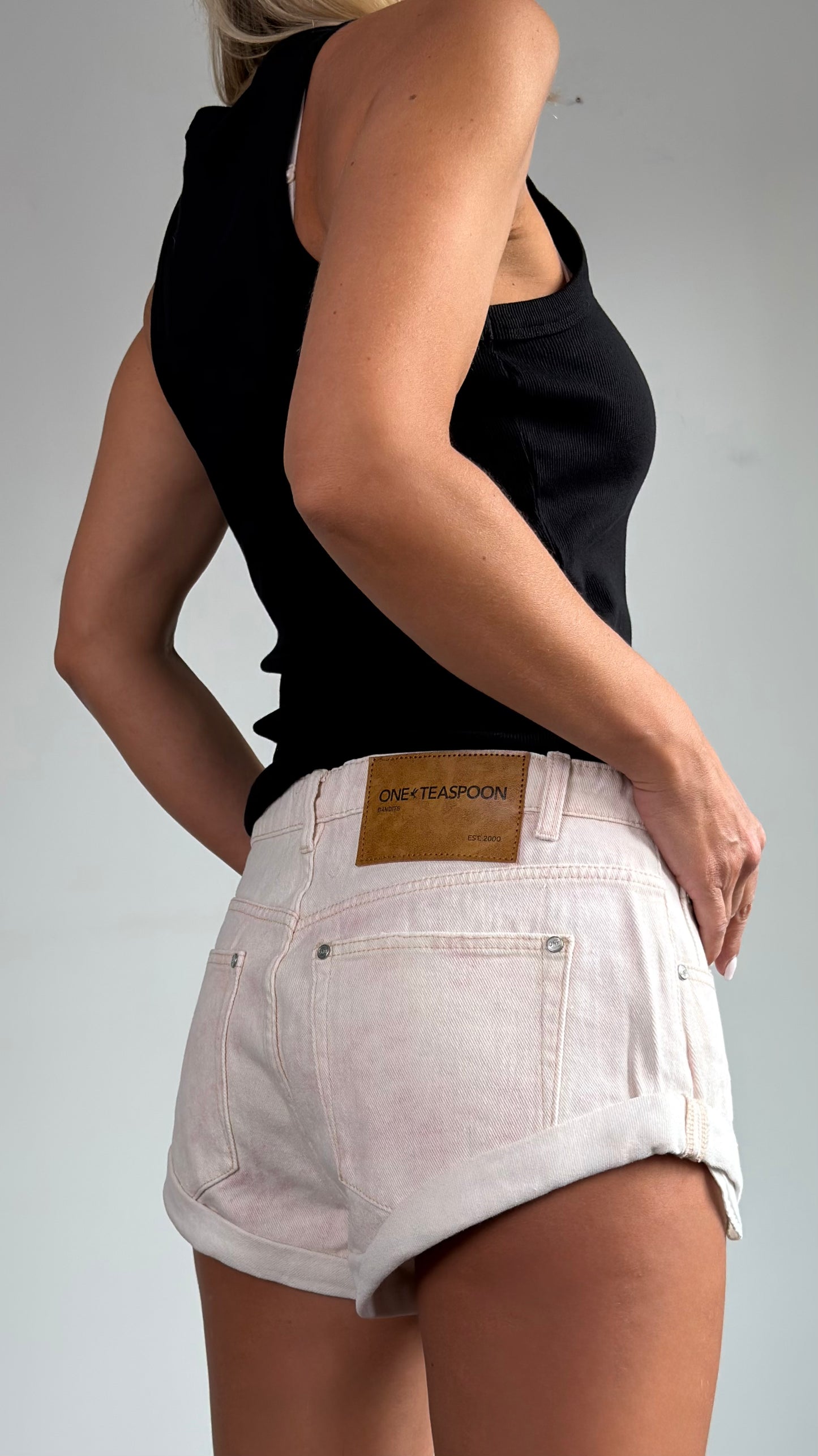 ONETEASPOON Young Love Pink Bandits - denim shorts