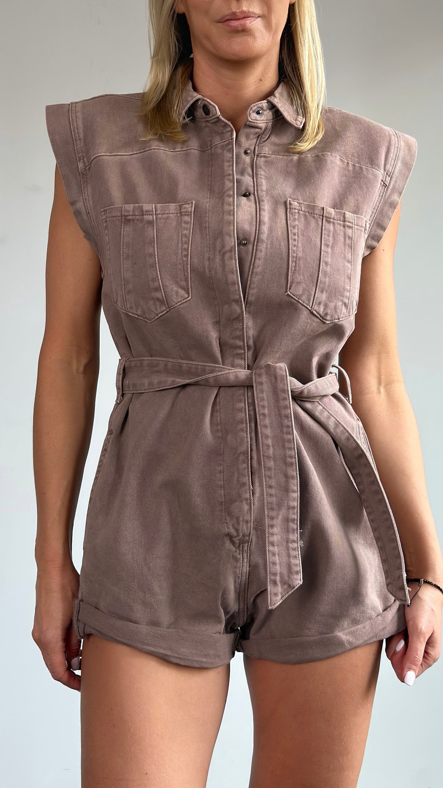 ONETEASPOON Espresso Brown Aviator - denim jumpsuit