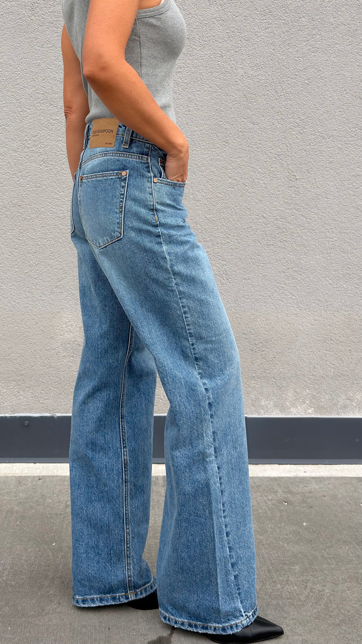 ONETEASPOON Hoodlum Blue Jackson - wild leg denim jeans