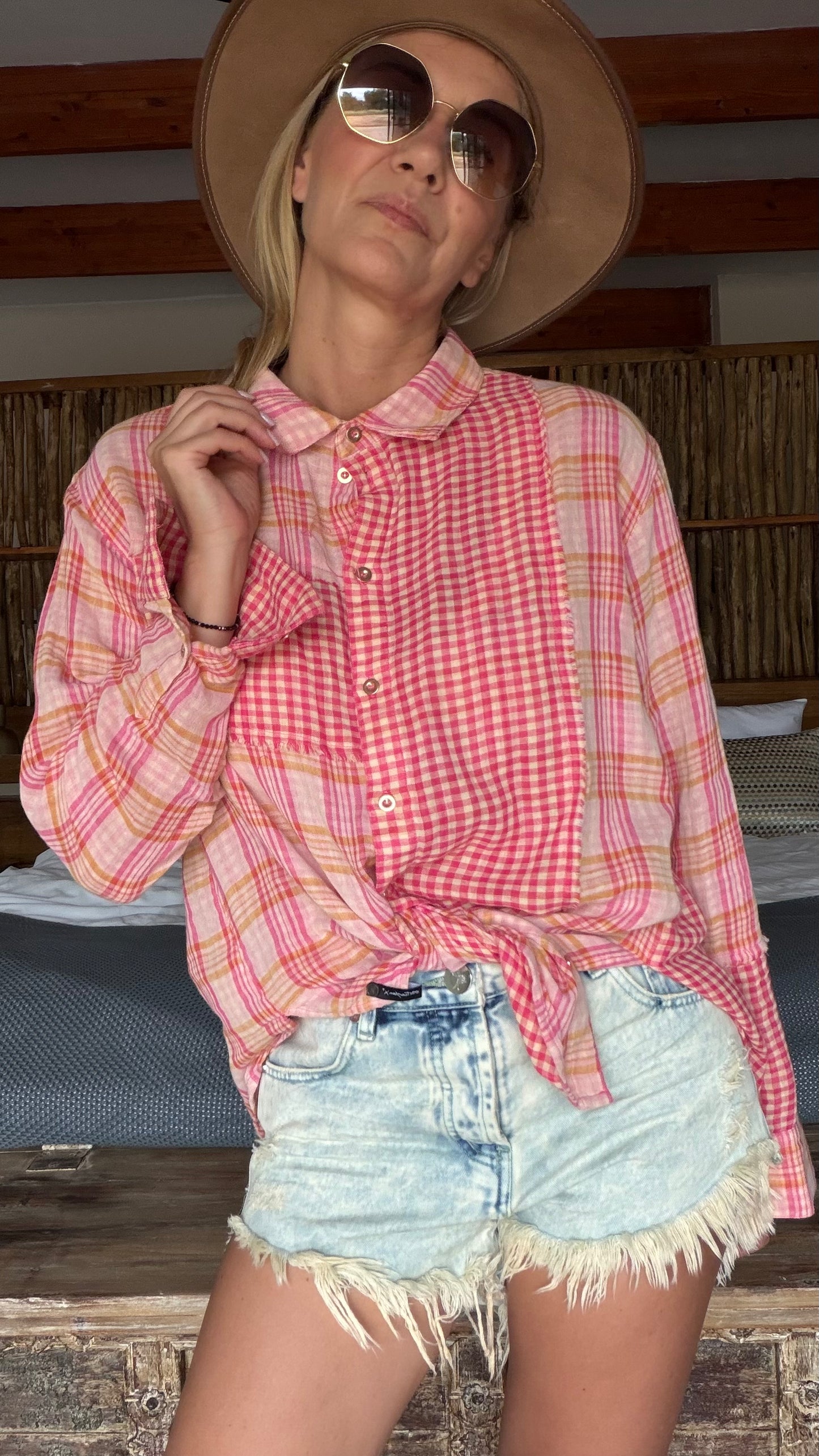 ONETEASPOON Flannel Checked Cotton Muslin - shirt