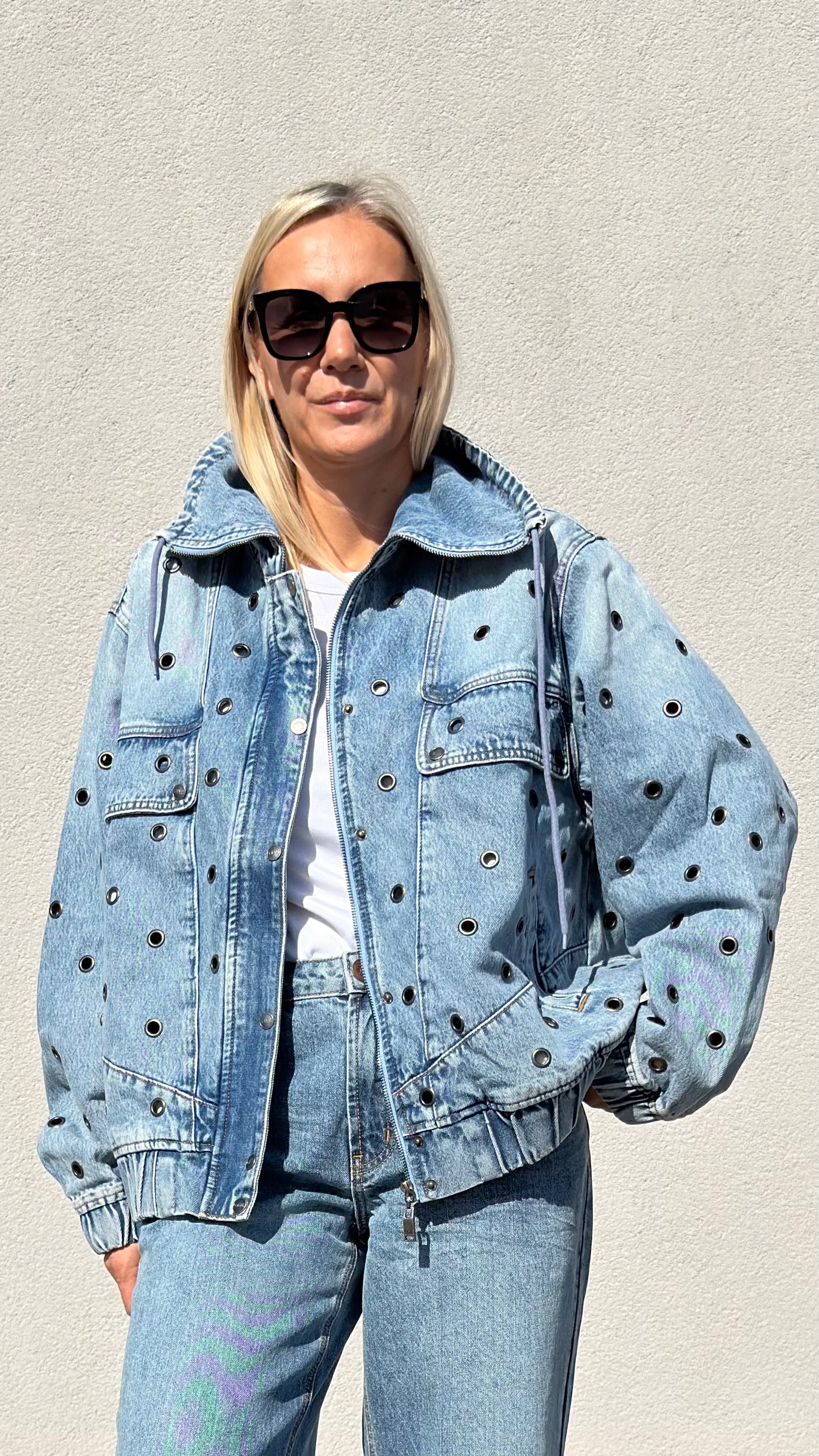 Punk Paradise Denim Bomber Jacket - Salty Dog