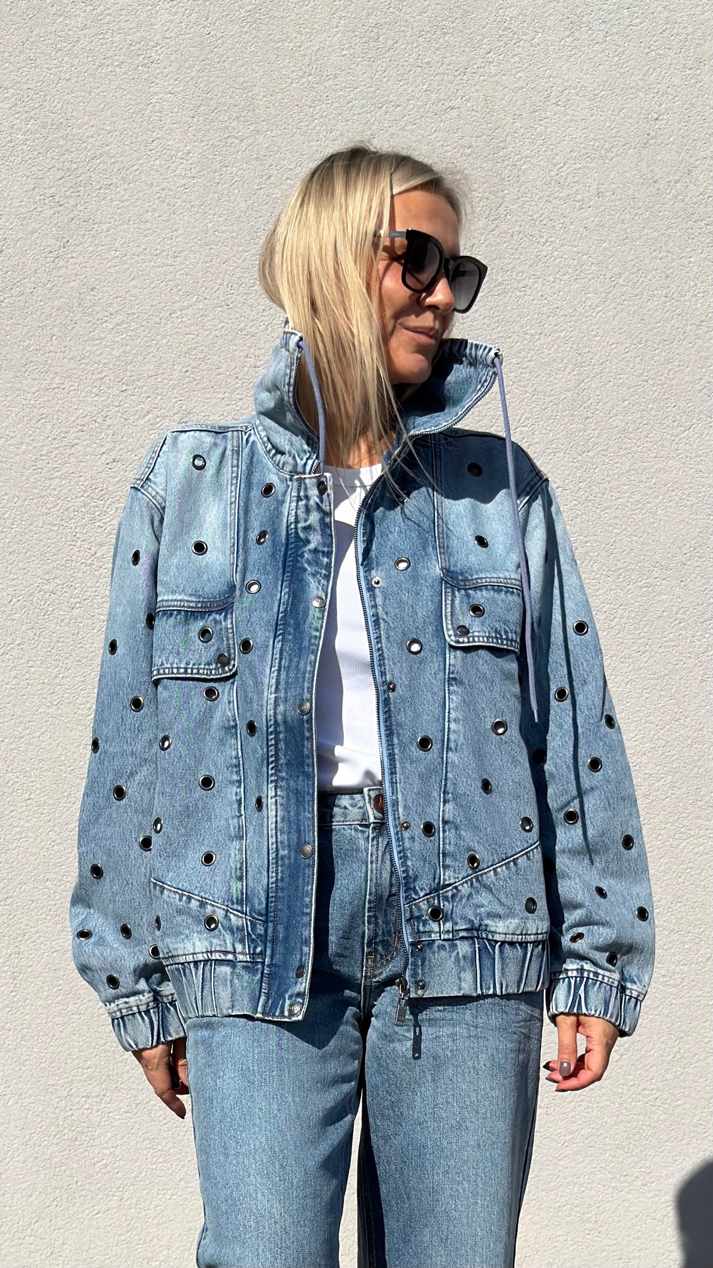 Punk Paradise Denim Bomber Jacket - Salty Dog
