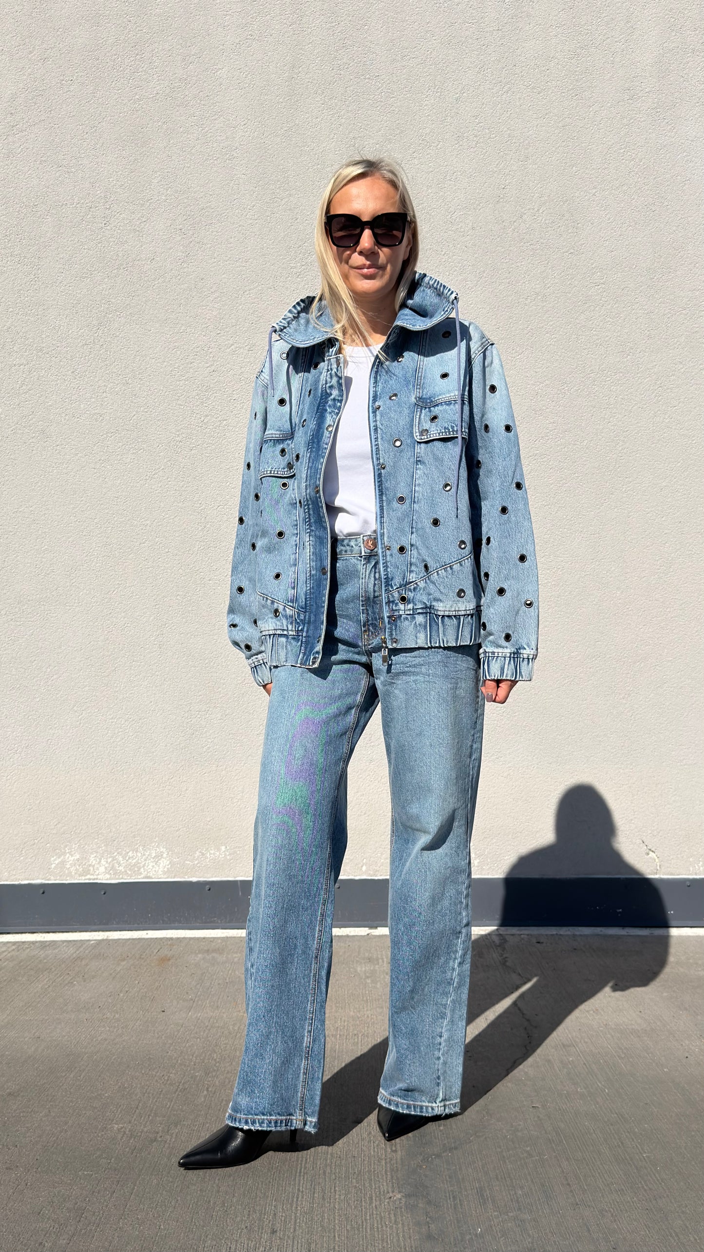 Punk Paradise Denim Bomber Jacket - Salty Dog